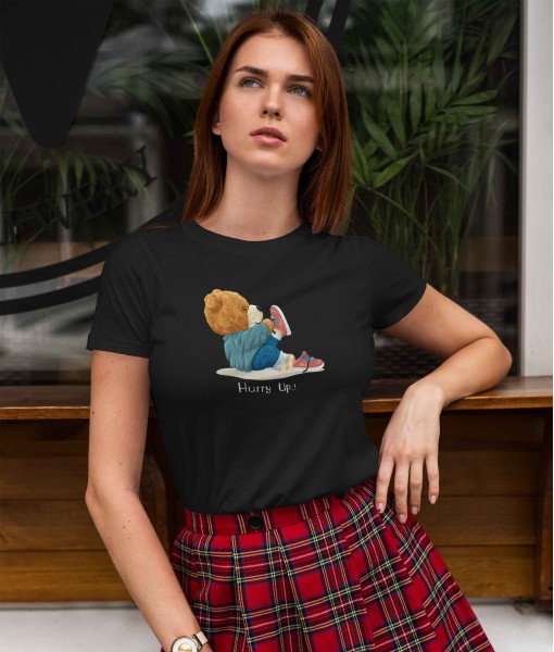 Дамска тениска с щампа Мечета Hurry up bear